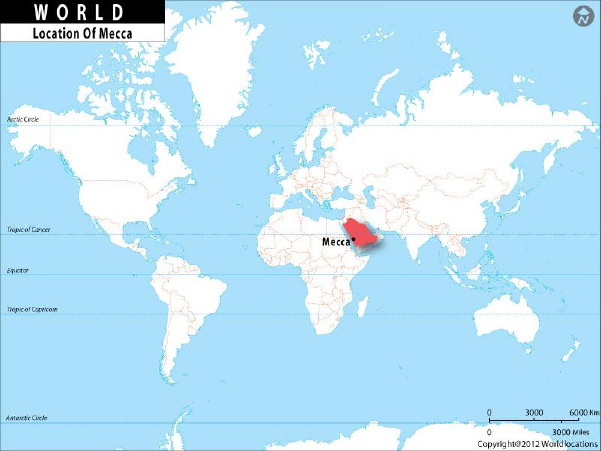 Mekkája, a világ térkép