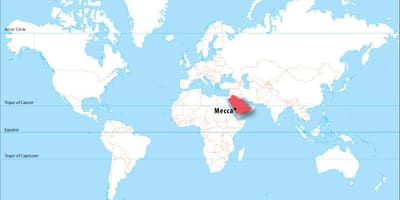 Mekkája, a világ térkép